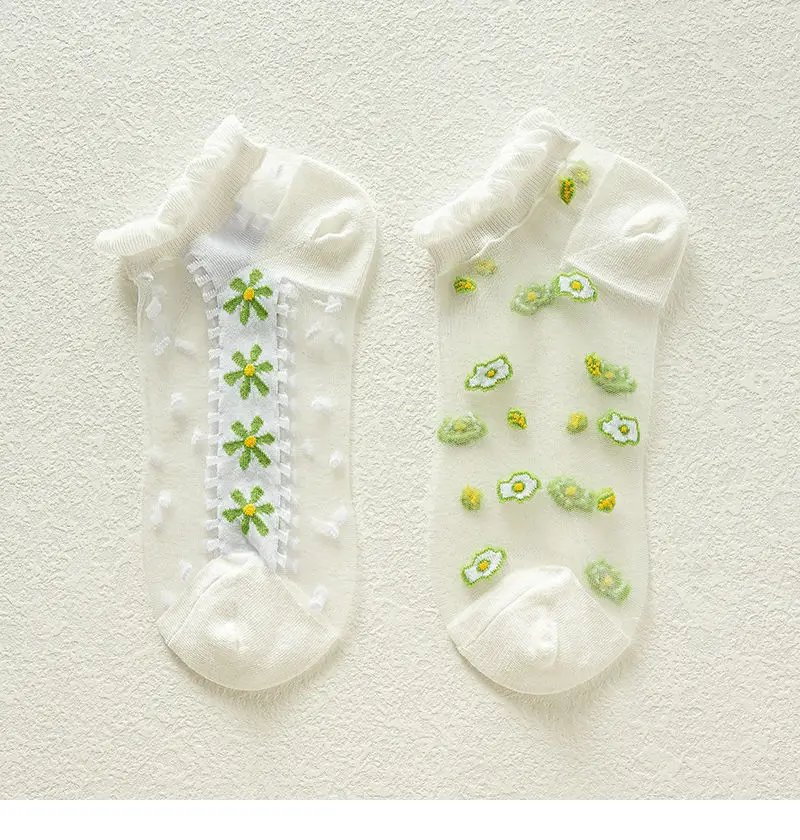 Sommer-Bootssocken für Damen, ultradünne, atmungsaktive, mit Spitzenausschnitt versehene, kurze Socken aus Kristallglasfaser, kühle Eisfaser-Kurzsocken, Spitzensocken – Detail 8