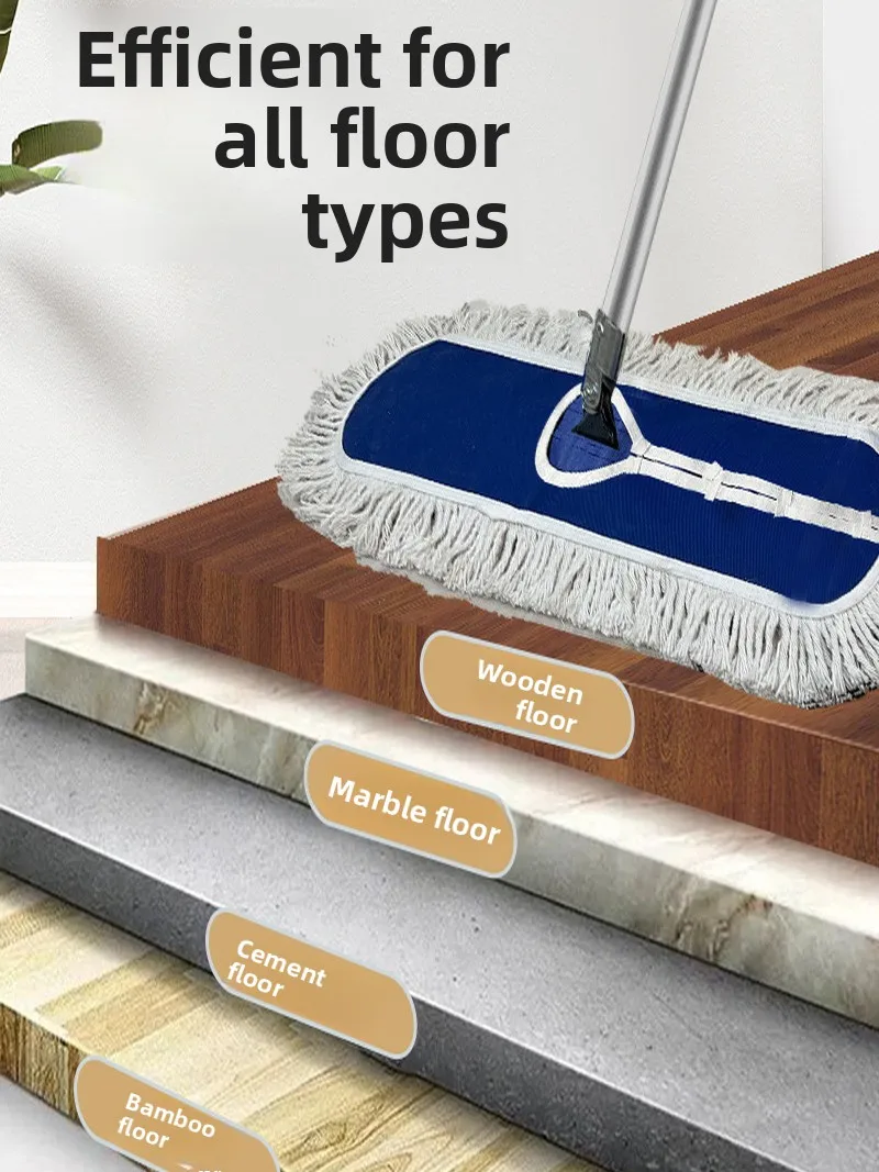 Large Size Flat Mop Industrial Cotton Tead Hotel Cleaning Tool Floor Sweeper Household ential Dust Puer Mop Buet