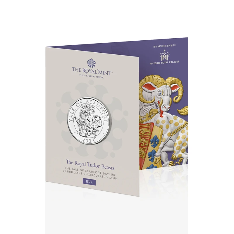 

2023 God Beast Series-Beaufort Goat British Tudor Dynasty 5 Pounds Commemorative Coin Original Card Binder