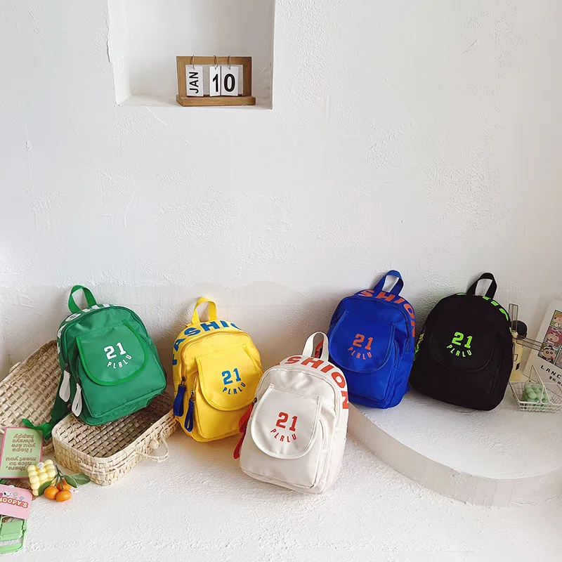 Korean Style Zipper Baby Backpack Boy Waterproof Travel Bag Backpacks Schoolbag for Kindergarten Children Girls Nylon Bookbag