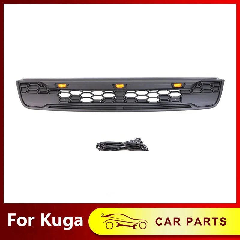 

ABS Matte Black Car Front Bumper Grills With LED Light And Letters 4x4 Off-road Racing Grille For Ford kuga Escape 2013-2015