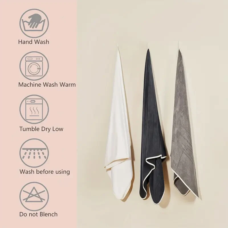 Coral Velvet Bath Towel Set Soft Absorbent Quick Dry Grey White_voghion.com