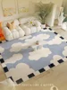 Checkerboard Large Area Living Room Carpet Soft Comfortable Plaid Cloud Bedroom Rug Blue Modern Art Fluffy Cute Children Doormat 1