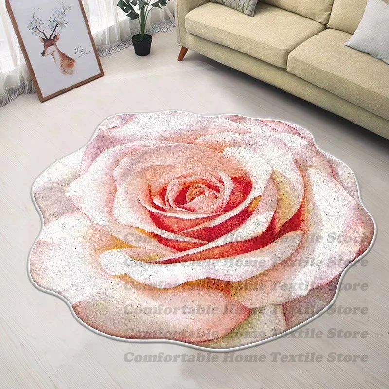 Flower-shaped Chair mat Non-slip Carpet Bedroom Decor area rugs Living Room Decoration Washable Lounge Rug Cloakroom Bath Mats 4