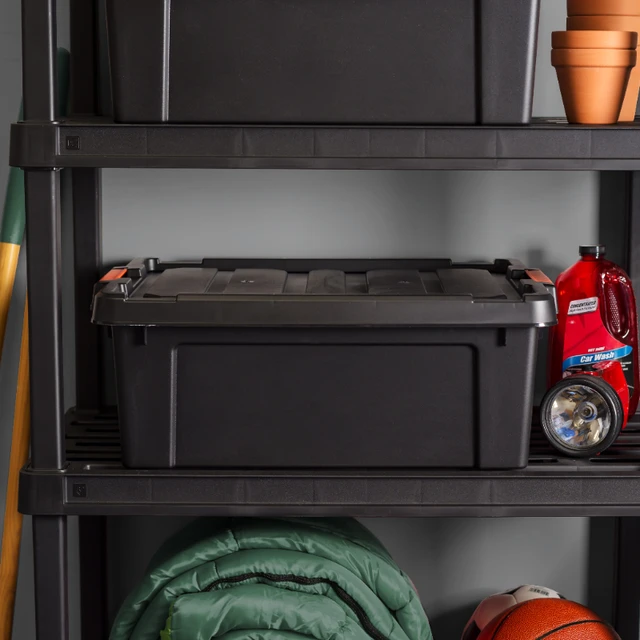 78 Qt. Stackble Storage Tote, with Heavy-duty Orange Buckles/ Lid