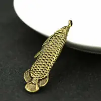 Brass Arowana Pendant Key Buckle Gifts Statuette Carved Handmade Sculptures 1