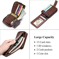 SCHLATUM-cartera Vintage de cuero genuino para hombre, billetera de viaje con múltiples ranuras para tarjetas, bloqueo RFID, piel de vaca - Imagen 4