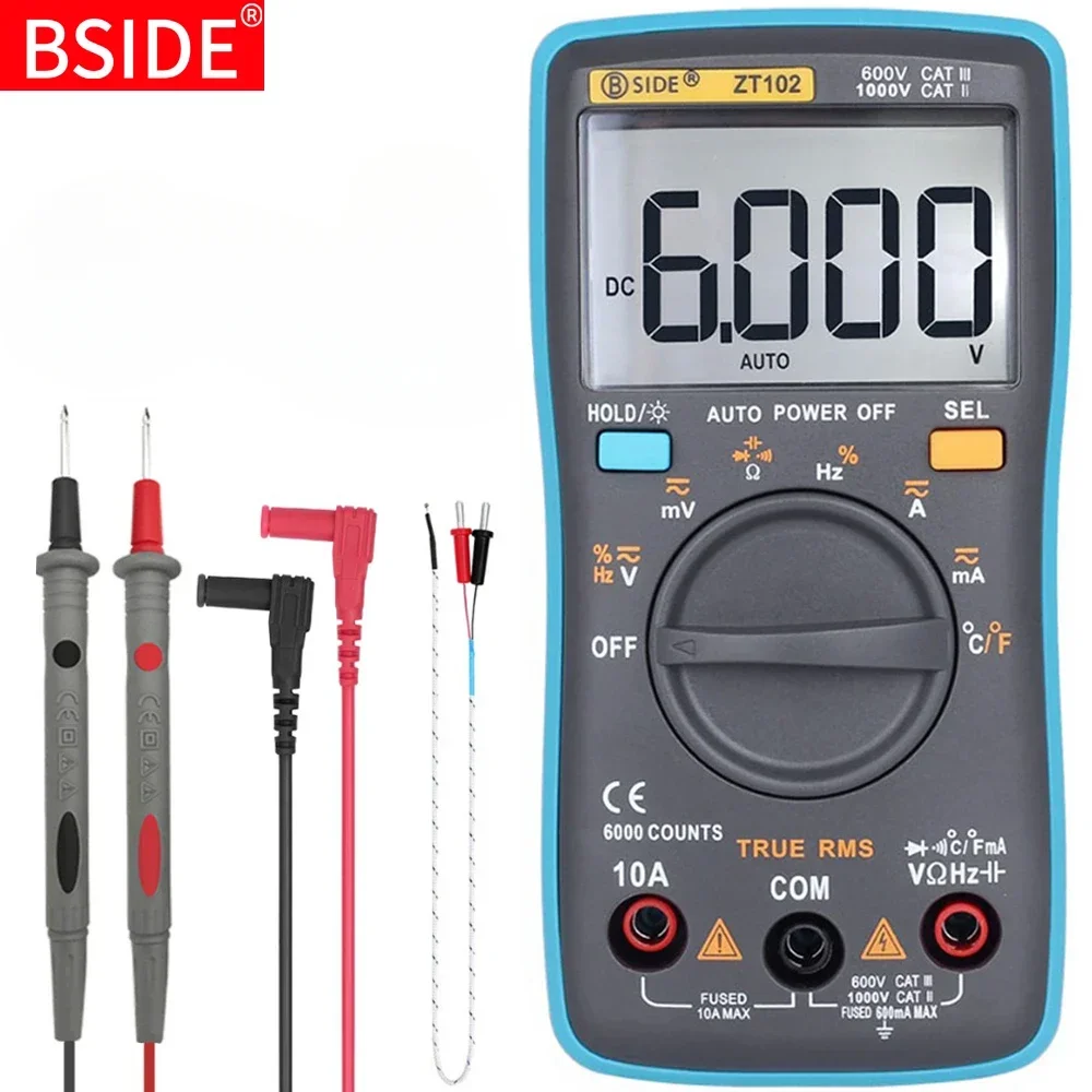 BSIDE Digital Multimeter Voltage Tester Multimetro With Continuity Frequency Resistance Capacitance Temperature Diode Test