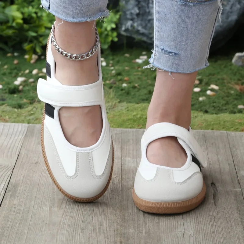 Women's Round Toe Striped Comfortable Low Cut Flat Shoes, Casual Shoes, Classic And Versatile_voghion.com