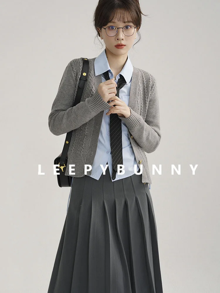 

Autumn Waistcoat Shirt Skirt Women's Suit Sweet Preppy Fashion Temperament Commuter Suit Loose Casual Comfort Street Clothing