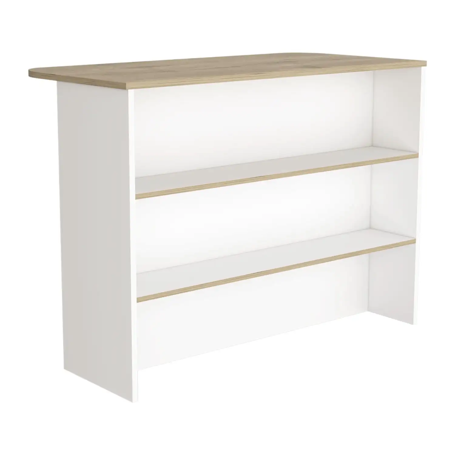 Fendi Kitchen Island with Ample Workstation and 2-Tier Shelf White / Light Pine
