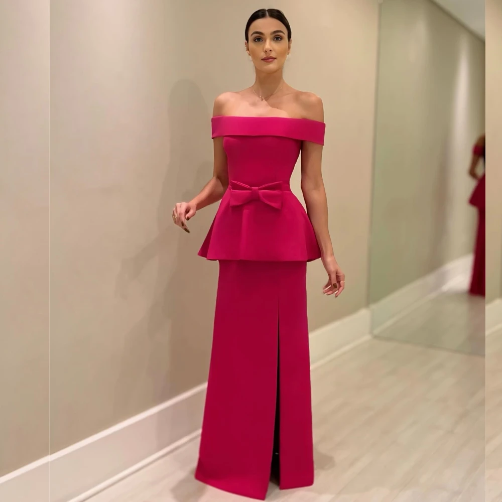 Jersey Bow Pleat Celebrity Straight Boat Neck Bespoke Occasion Gown Midi Dresses
