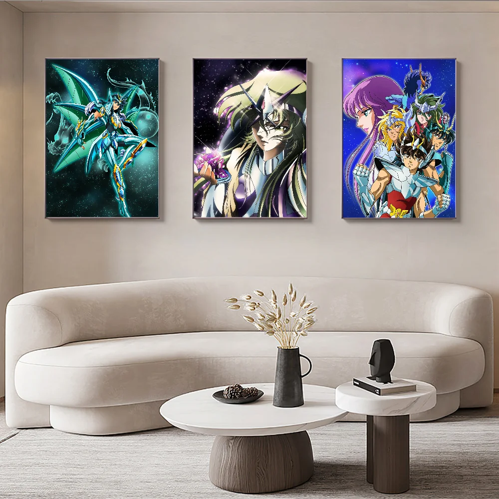 

S-Saint Seiya Anime Posters Sticky Decoracion Painting Wall Art White Kraft Paper Wall Decor
