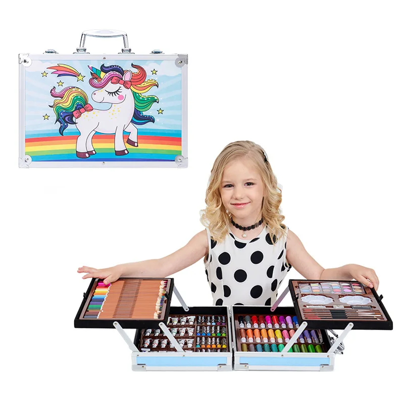 145Pcs Painting Watercolor Pen Set for Children's Elementary School Students Painting Paint Crayon Brush Tools