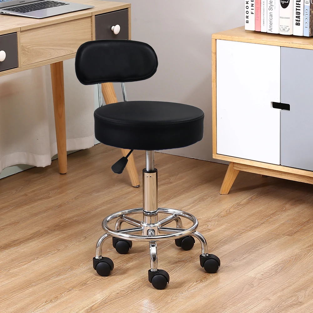 KKTONER PU Leather Rolling Stool Mid-Back with Footrest Height Adjustable Office Computer Home Drafting Swivel Task Chair 5