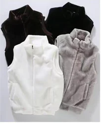 2023 New Sleeveless Jacket Men Hooded Warm Thermal Witnter Faux Fur Vest Male Plush Flannel Coat Fluffy Fleece Waistcoat Autumn