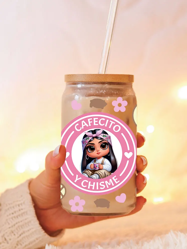 UV DTF Transfer Sticker Little Girl For The 16oz Libbey Glasses Wraps Bottles Cup Can DIY Waterproof Decals D18457