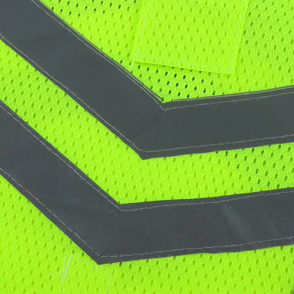 Cycling Reflective Clothing Green Reflective Clothes No Sleeve One Size With Strips Safety Vest Construction