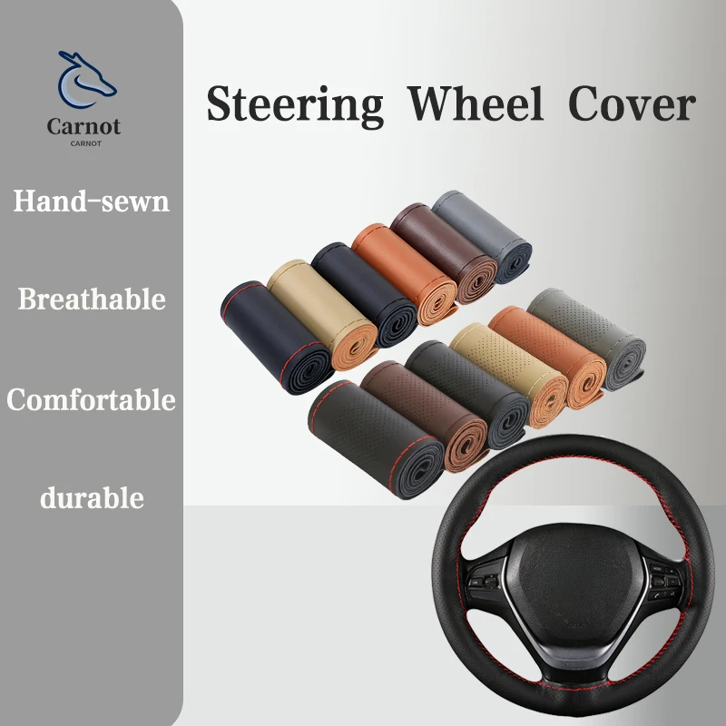 Universal Leather Car Steering Wheel Cover For 38cm Cars