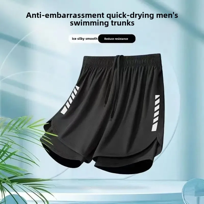 Men Swimming Trunks Double Layer Quick Dry Casual Loose Running Shorts Five Points Sports Briefs Comfortable Underwear men underwear swim trunks swim shorts men swimsuit