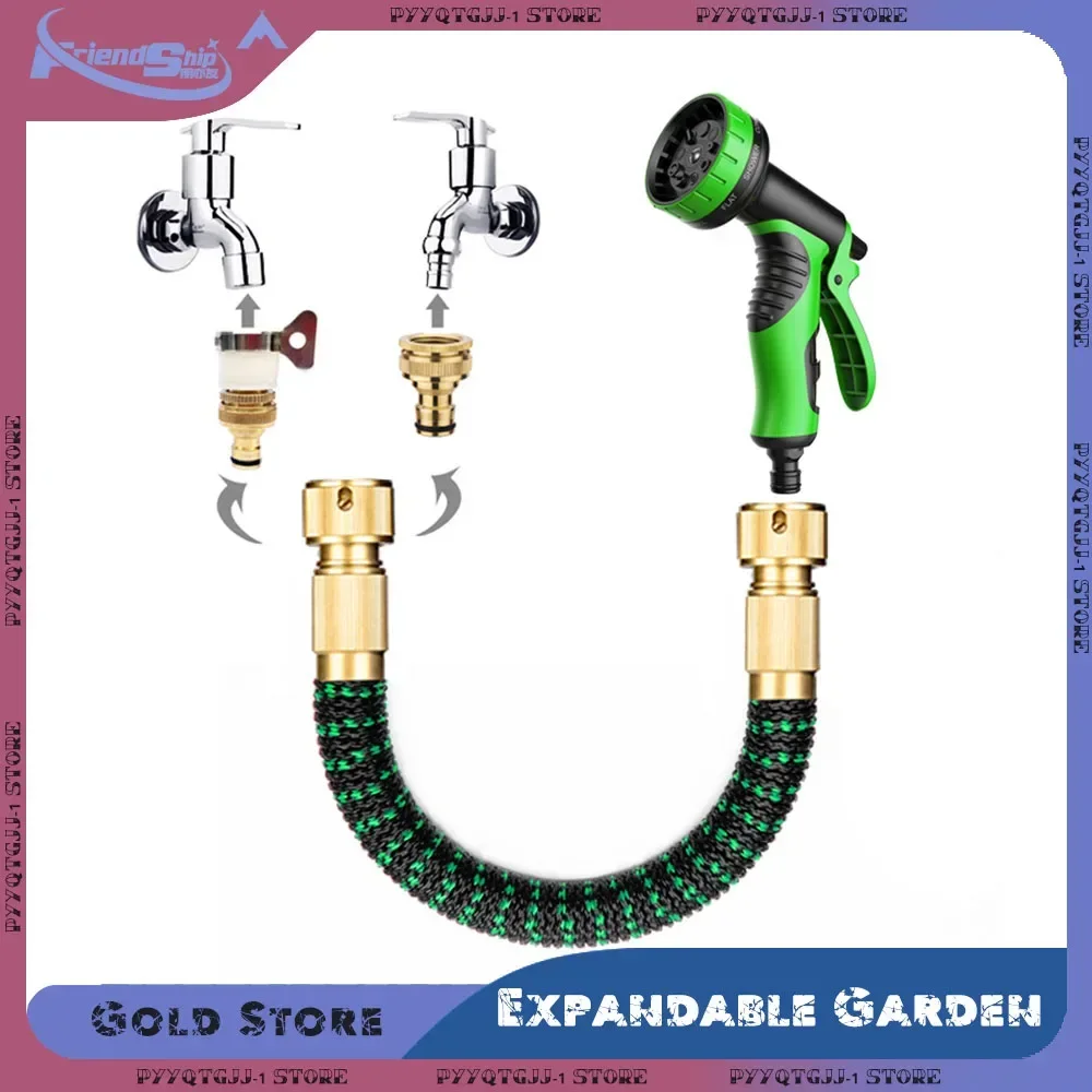Description Picture 5 of itemGarden Hoses Telescopic Water Hose 50FT/100FT with Leakproof Solid Brass Fittings Reinforced Fabric Outdoor Cleaning Watering
