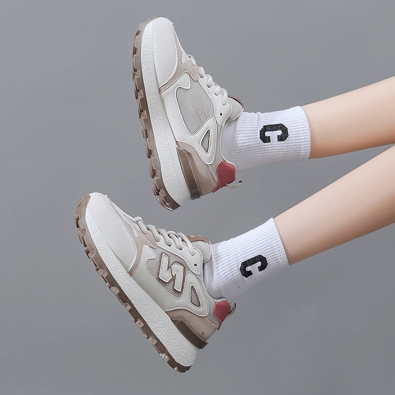 Women's Shoes 2024 Spring and Autumn New Retro Thick-soled Sneakers Versatile Thick-soled Colorful Street Casual Shoes
