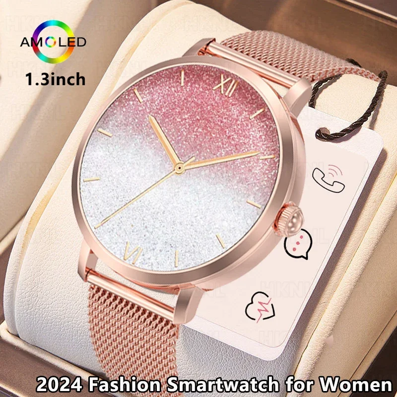 

2024 NFC Smart Watch Women Recording Smartwatch Bluetooth Call Bracelet Lady Voice Assistant Digital Watches Weather Smart Clock