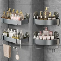Shower Suction Cup Shelf Aluminum Bathroom Corner Shelf Without Drilling Bathroom Organizer Toilet Rack Bathroom Accessories 1