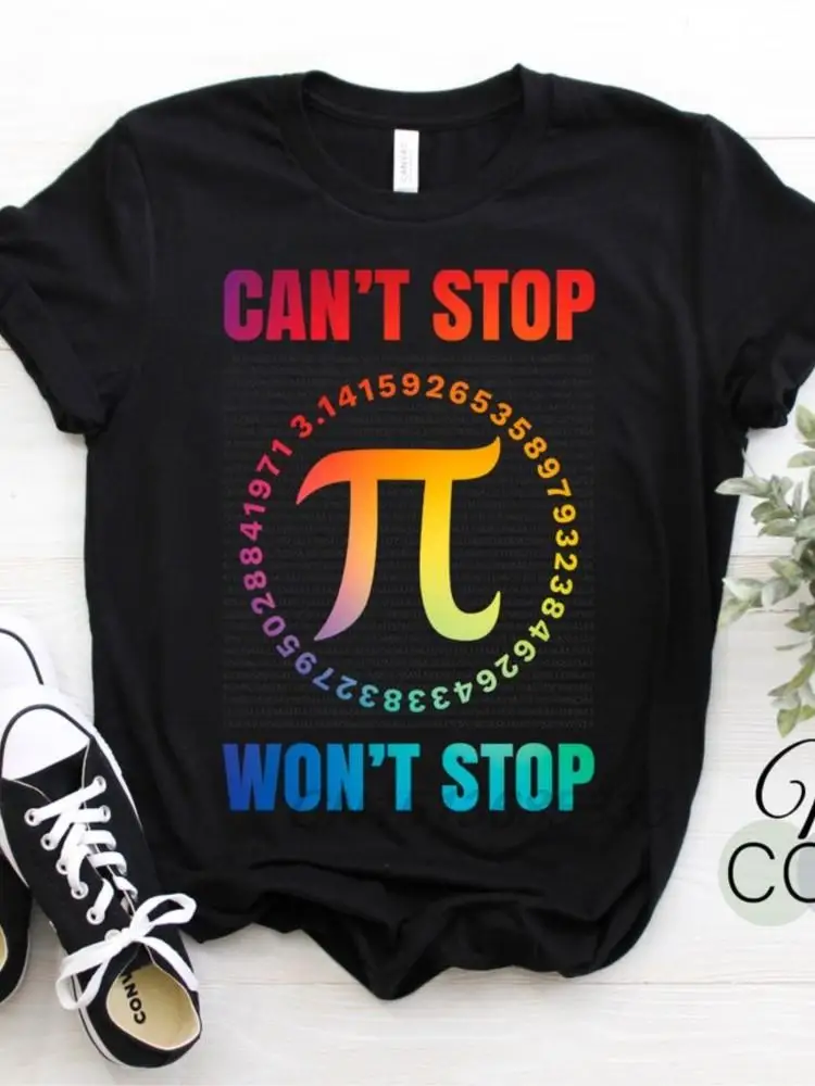 

3.14 Ratio Cant Wont Stop Men Retro T-shirts Pi Day Spiral Pi Math Sunflower Cute T-shirts Awesome People Man Pure Cotton TShirt