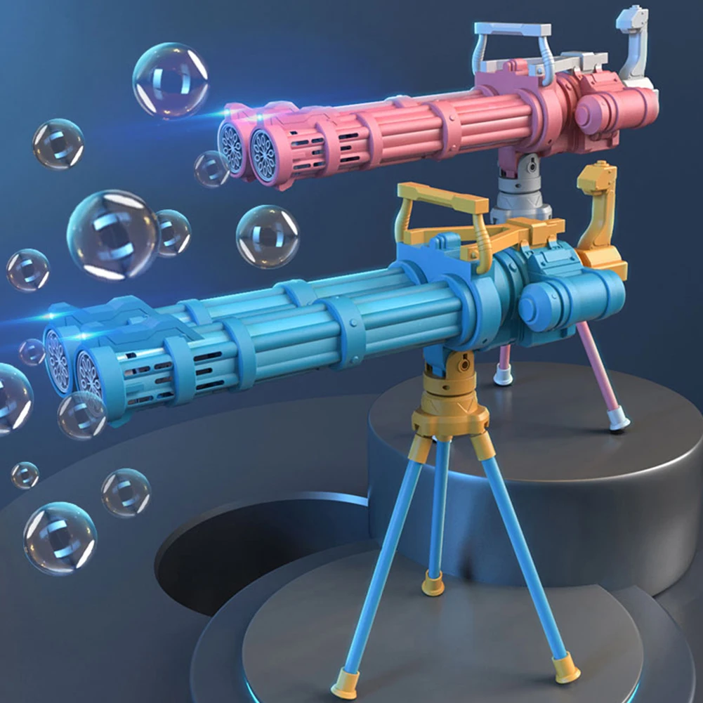 Double-tube Bubbles Machine Automatic Bubble Gun Rocket Outdoor Blowing Bubble Toys for Kids Water Pomperos Childrens Day Gifts 2