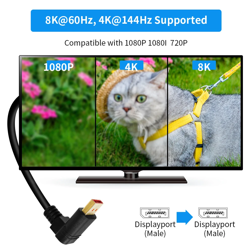 Кабель DisplayPort DP 1.4 под углом 90 градусов hdmi 2,0 В 8K 60 Гц 4K ...