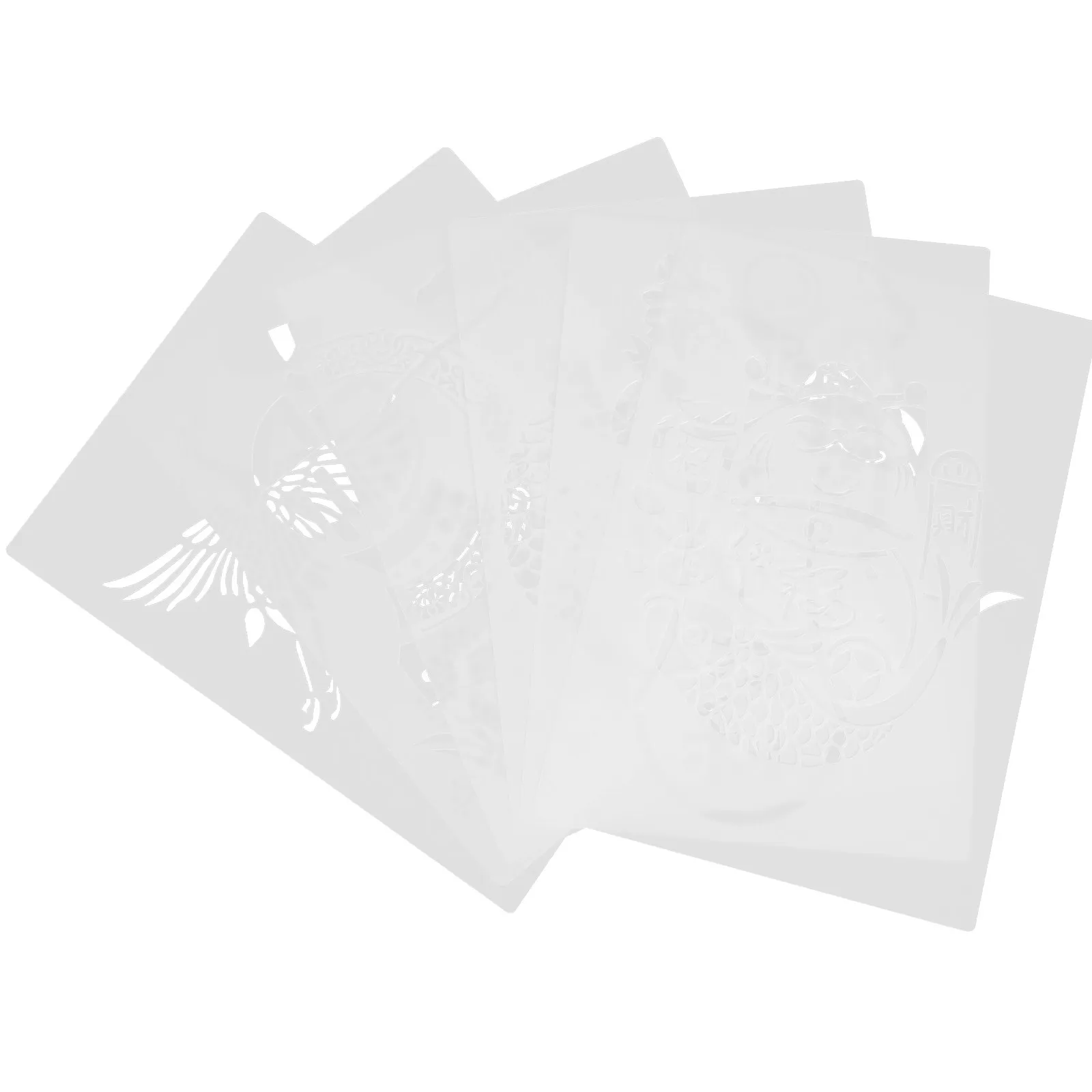 6Pcs 중공 신문 손으로 인쇄한 템플릿 중국 새해 DIY 스텐실 나무 종이 장식에 그림 그리기용