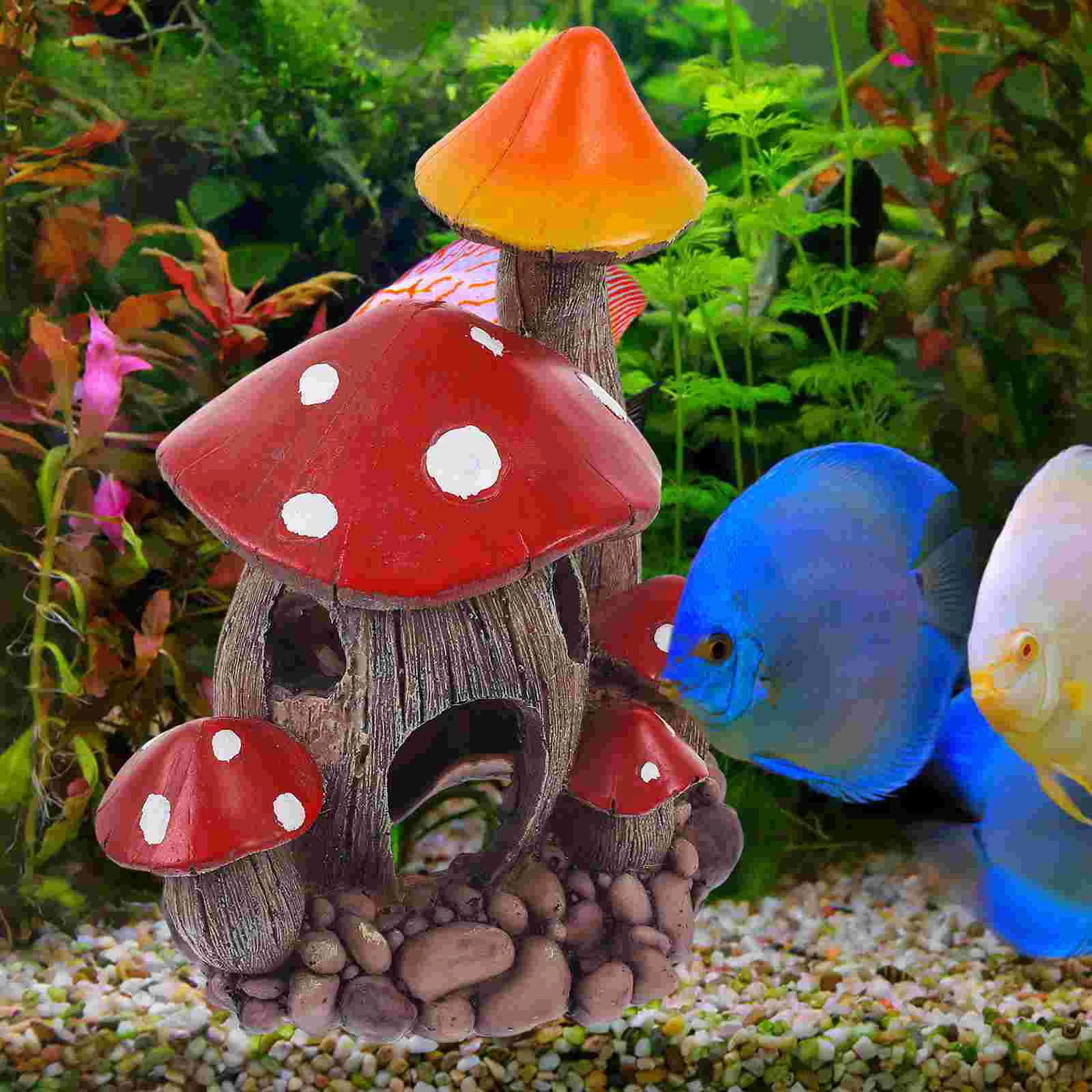 

Aquarium Hideaway Cave Ornaments Mushroom Shaped Betta Hideout House Tank Landscaping Decoration for Betta Cichlid Shrimp