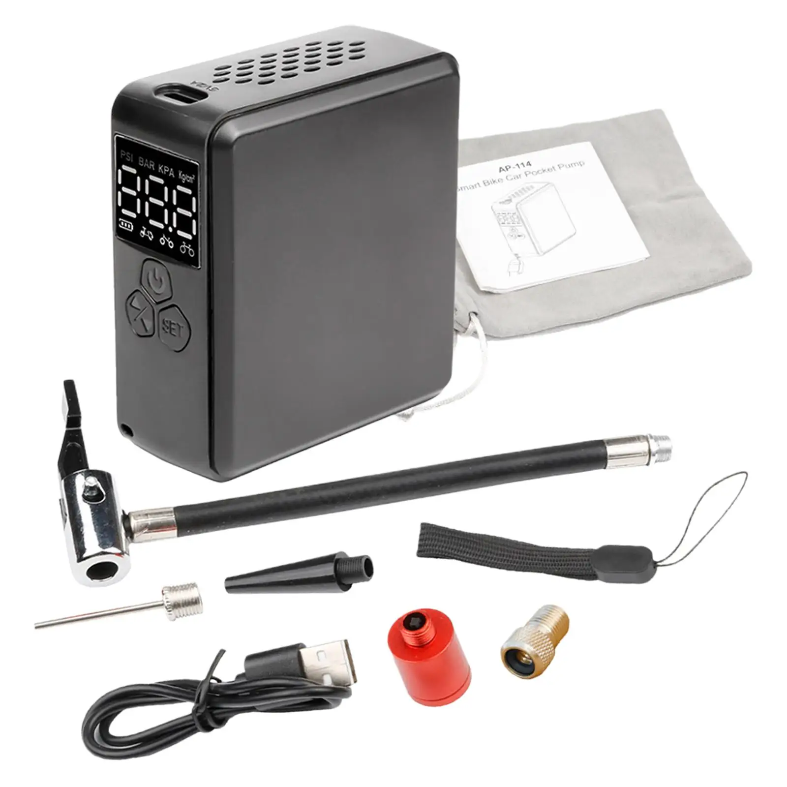 

Bike Air Pump Bike Tire Pump USB Rechargeable Bicycle Mini Tire Inflator for Cycling Mountain Bike Sports Road Bike Basketball