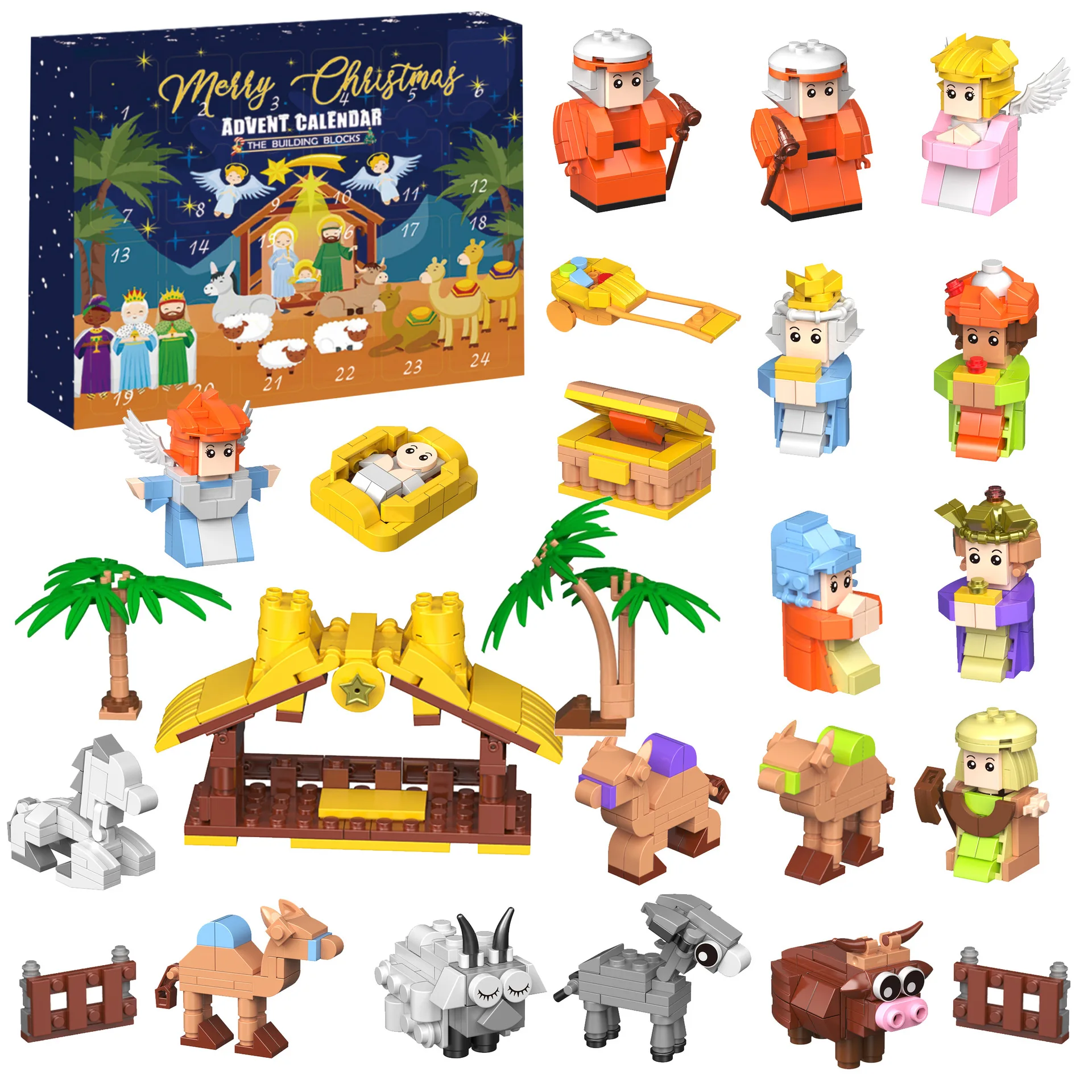 Festive Christmas Train Advent Calendar Gift Box with 24-Day DIY Surprise Bricks