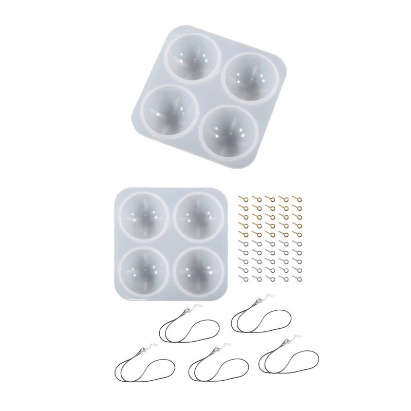 

Полусферическая силиконовая форма, подвеска из драгоценных камней, литье из смолы, зеркальная форма со шнурком для изготовления браслетов, серег, подвесок