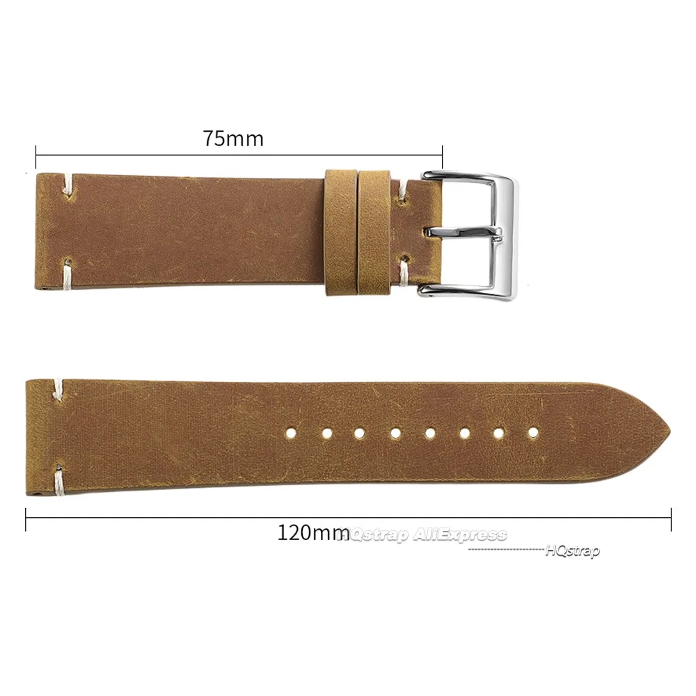 Premium Oil Wax Leather Watch Band - Classic Strap