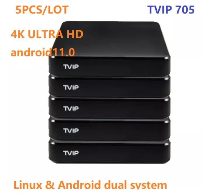 Newest TVIP S-Box v.705 4K UHD Nordic One Smart TV Box Android11& Linux OS 5G Dual TV BOX Amlogic S905W2 2.4/5G WiFi  vs TVIP605