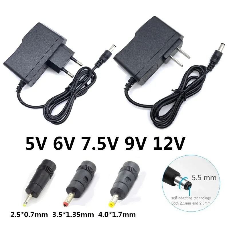 Transformador 220v a 12v 1a 9v 7.5v ac dc Volts Fonte de Alimentação 5v 0.5a 5.5×2.5 mm para o Router Caixa de Tevê
