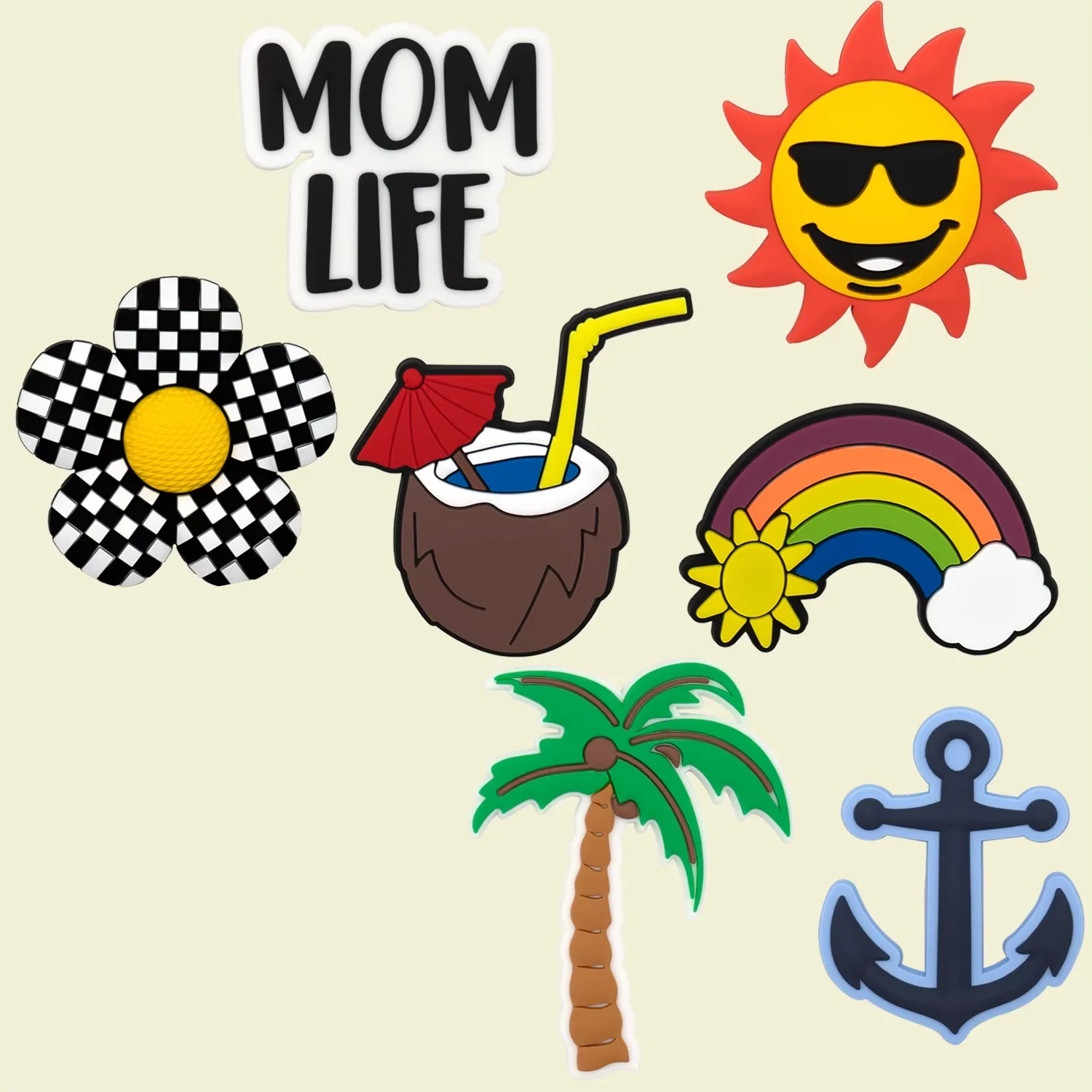 1/6 stücke MOM Lift Charms Für Strand Tasche Zubehör Regenbogen Sonne Handtasche Dekoration Strand Schiff Anker für Einkaufstasche Zubehör