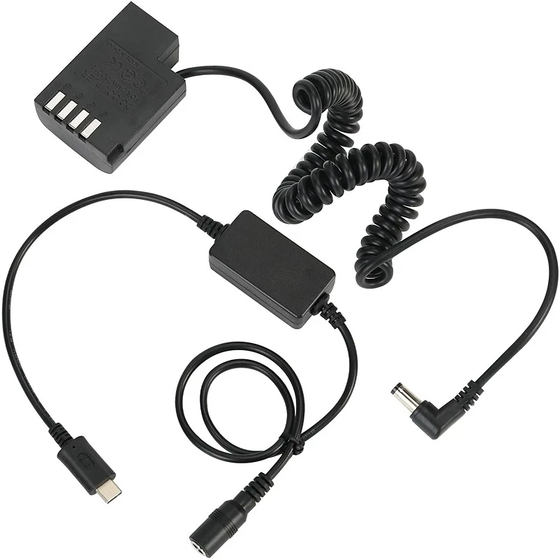 DMW-DCC12 Adaptateur USB-C PD Avec Câble Pour Panasonic Lumix GH5 GH5s GH4 GH3 G9 - Kit Batterie Factice
