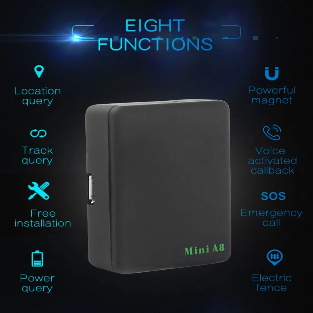 GSM/GPRS/GPS Tracker Locator Adapter Global Locator Outdoor With Sos Button Mini A8 Car Kits Tracking Device Real Time