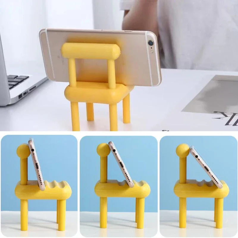 Cute Chair Mobile Phone Holder Kawaii Desktop Phone Bracket Adjustable Tablet Support for iphone ipad Office Desk Organizer