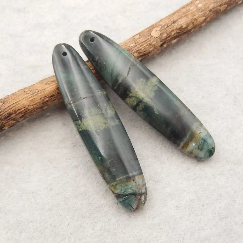 Semiprecious Natural Stone Morrisonite Jasper Gemstone Fashion Earring Bead Accessories For Women 45x11x5mm 8g