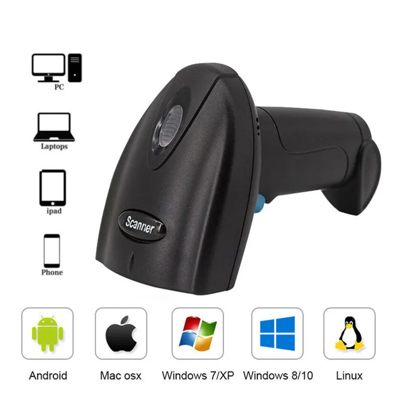 U Series Supermarket Cashier 2.4G Wireless Bluetooth 1D/2D Bar Code Scanning Gun Logistics Express Self sensing Wired Scanner