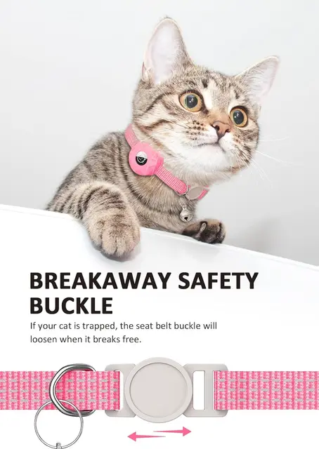 for Apple AirTag Cat Collar,Air Tag Pet Collar with airtag Holder and Bell Reflective GPS Kitten Collar for Girl Boy Cats gatos 6
