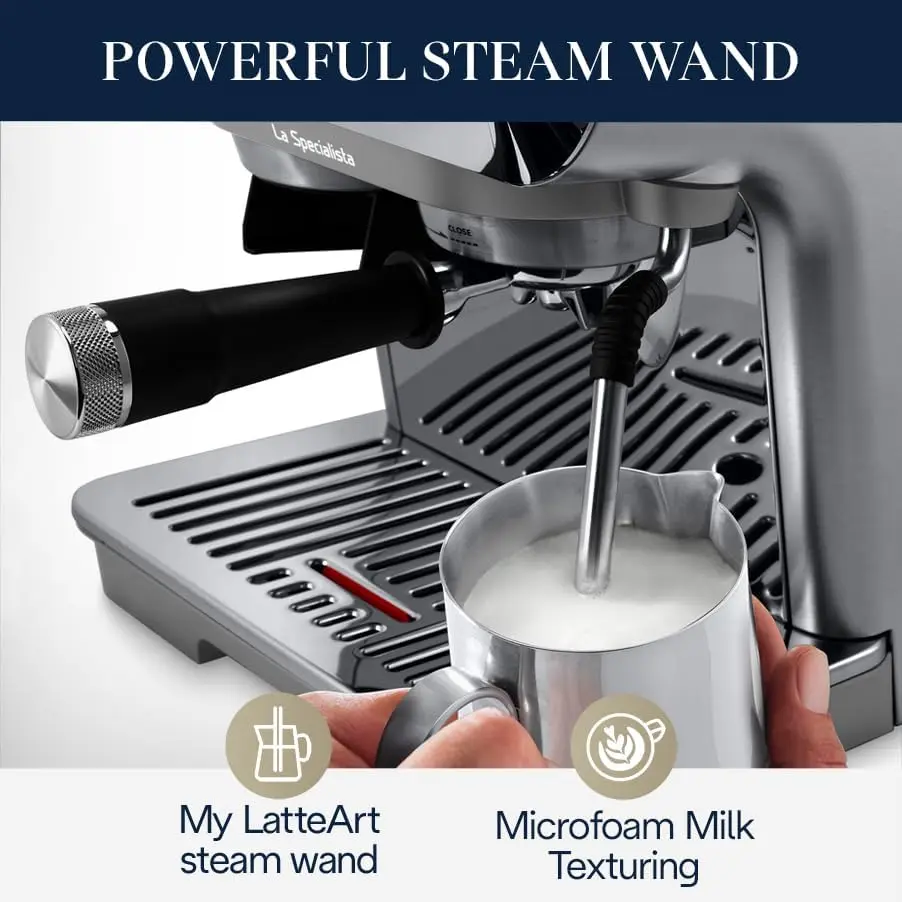 Arte Evo Espresso Machine with Cold Brew, Manual Milk Frother, Barista Kit for Latte, Cappuccino, Built-in Grinder, EC9255M 4