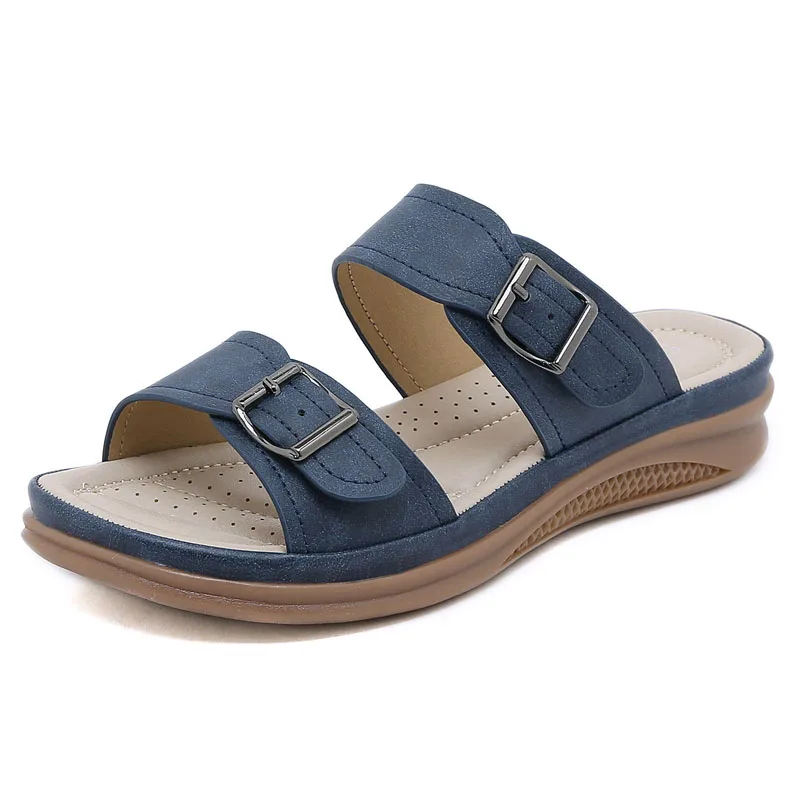 2024 Summer Women Wedge Sandals Premium Orthopedic Open Toe Sandals Vintage Anti-slip Leather Casual Female Platform Retro Shoes 6