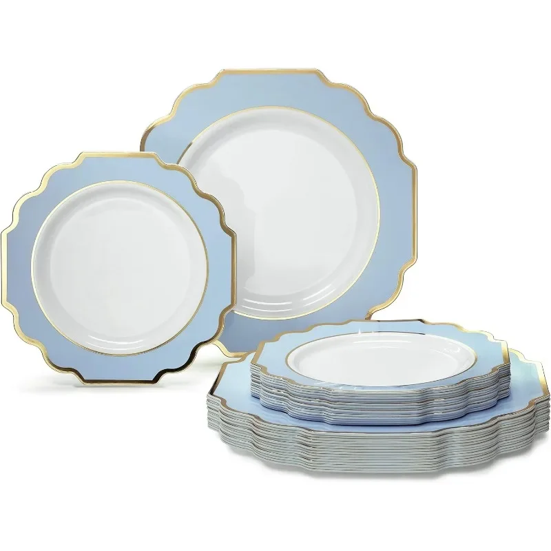 240 Plates Pack (120 Guests) Disposable Plastic Plates Set -120 x 10.5'' Dinner + 120 x 8'' Salad/Dessert Plate