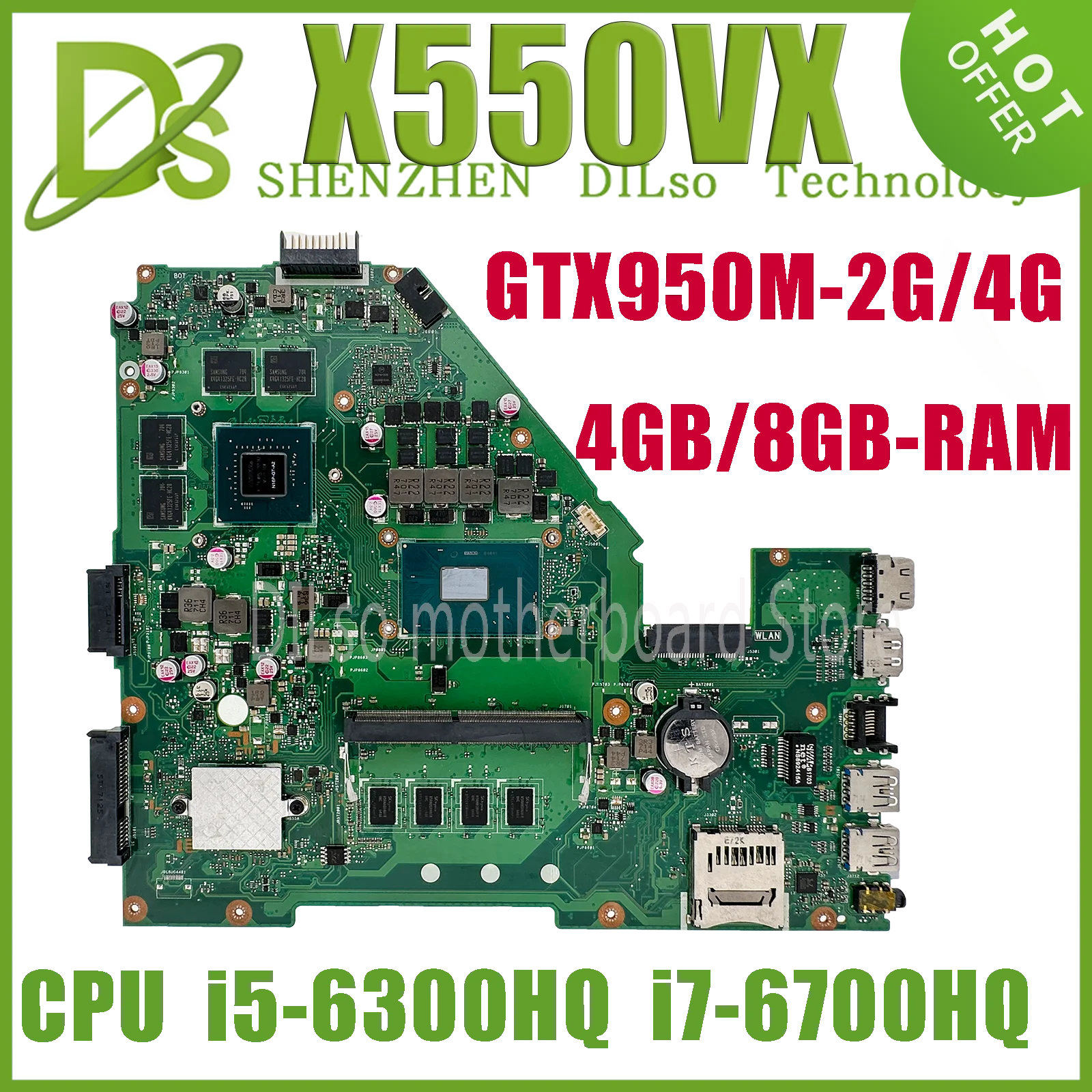 Placa-mãe Portátil A550v W50v X550v X550vq Fh5900v Placa-mãe i5 I76700hq I77700hq 8g 4g-ram Gtx940m 950m2g4g X550vx X550vxk - Imagem 4
